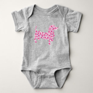 Rosa Herz-Dackel Baby Strampler