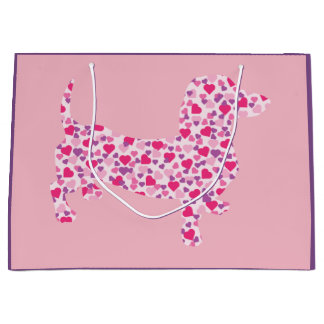 Rosa Herz-Dackel Große Geschenktüte