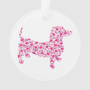 Rosa Herz-Dackel Ornament