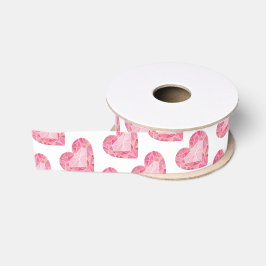 Rosa Herz Diamond Gem Glam Liebe Ripsband