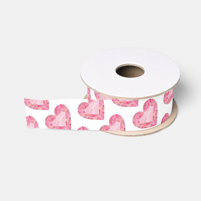 Rosa Herz Diamond Gem Glam Liebe Ripsband (Spule)