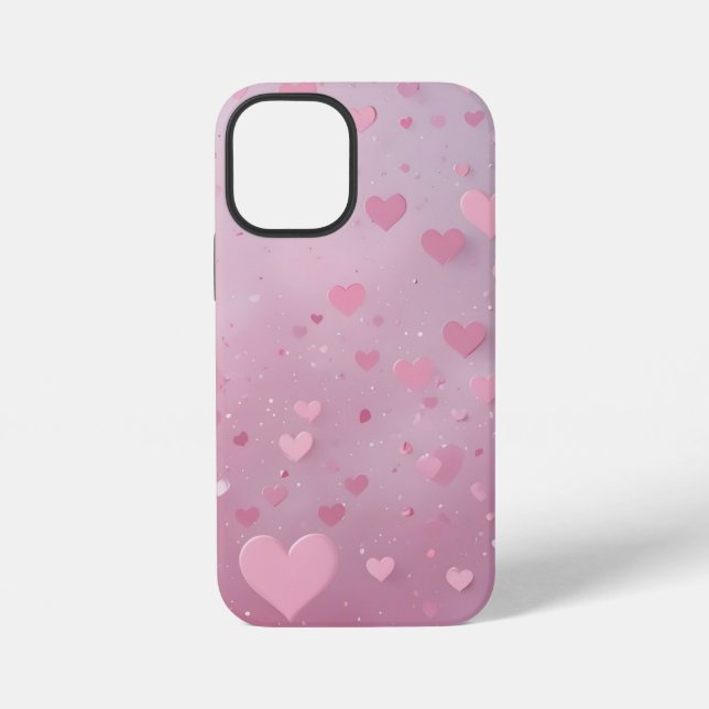 Rosa Herz-Dusche iPhone 12 Mini Hülle (Rückseite)