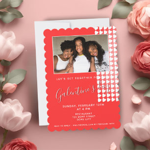 Rosa Herz-Freund-Foto Galentine`s Day Einladung