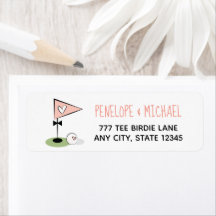 Rosa Herz Golf Ball und Flagge