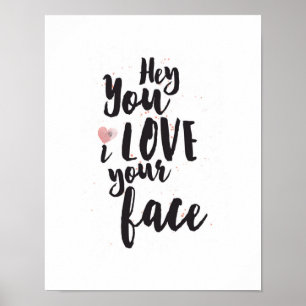 Rosa Herz he Sie i-Liebe Ihr Gesicht Poster
