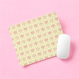Rosa Herz Karomuster Valentinstag Mousepad
