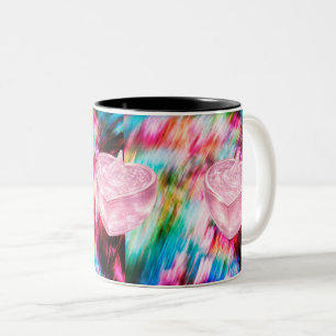 Rosa Herz Kristall-Abstraktkunst-Tasse Zweifarbige Tasse