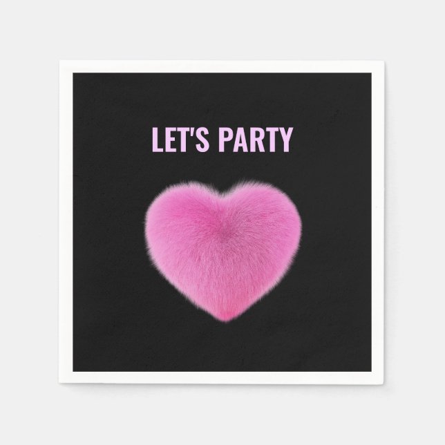 Rosa Herz Lasse Party Serviette (Vorderseite)