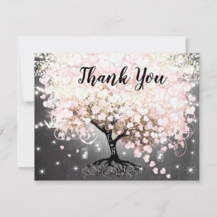 Rosa Herz Leaf Tree Brautparty laden ein Einladung