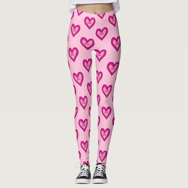 rosa Herz Leggings (Vorderseite)