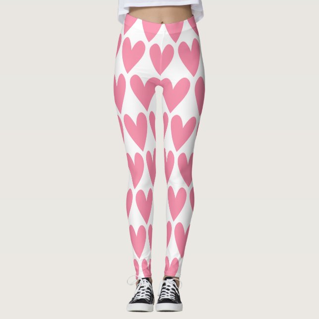 rosa Herz Leggings (Vorderseite)