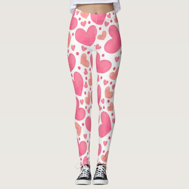 Rosa Herz-Leggings Leggings (Vorderseite)