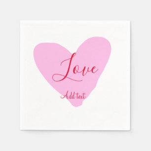 Rosa Herz Liebe glücklicher Valentinstag Text rot Serviette