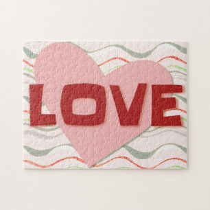 Rosa Herz Liebe Retro-Stil-Puzzle