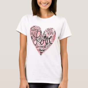 Rosa Herz Liebe Sie Valentine's Niedliche Aufnahme T-Shirt
