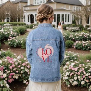 Rosa Herz LOVE Jeansjacke für Damen - Romantisch