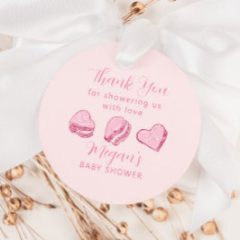 Rosa Herz Macaron Valentine Babydusche Geschenkanhänger