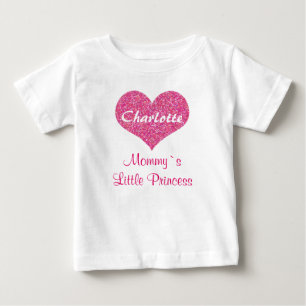 Rosa Herz-Mama ` s Prinzessin Personalized Name Baby T-shirt