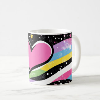 rosa Herz mit einer dicken schwarzen Umrandung, ze Kaffeetasse