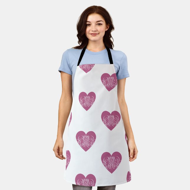 Rosa Herz mit Hübschem Girly Design Schürze (Getragen)
