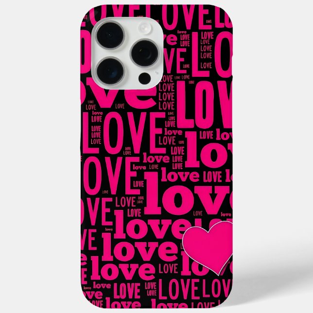Rosa Herz mit Liebe Word Art Typografie Case-Mate iPhone Hülle (Rückseite)