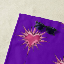Rosa Herz mit Stacheldraht Cybersigilismus Strandh Strandtuch