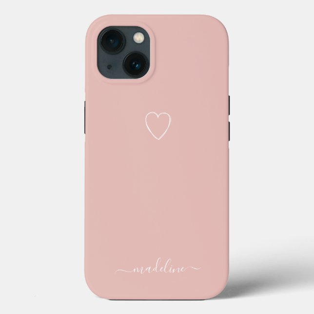 Rosa Herz Monogramm Case-Mate iPhone Hülle (Rückseite)