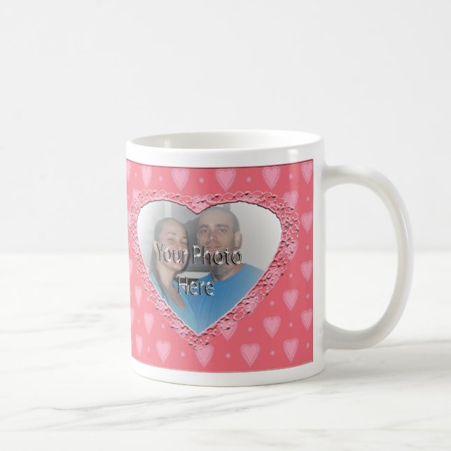 Rosa Herz-Muster-kundengerechte Foto-Tasse Kaffeetasse (Rechts)