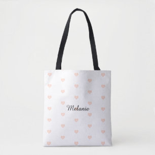 Rosa Herz Muster Name Tasche