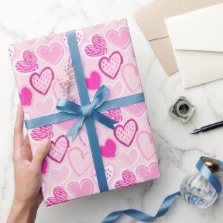 Rosa Herz Muster Süß Romantisch  Geschenkpapier