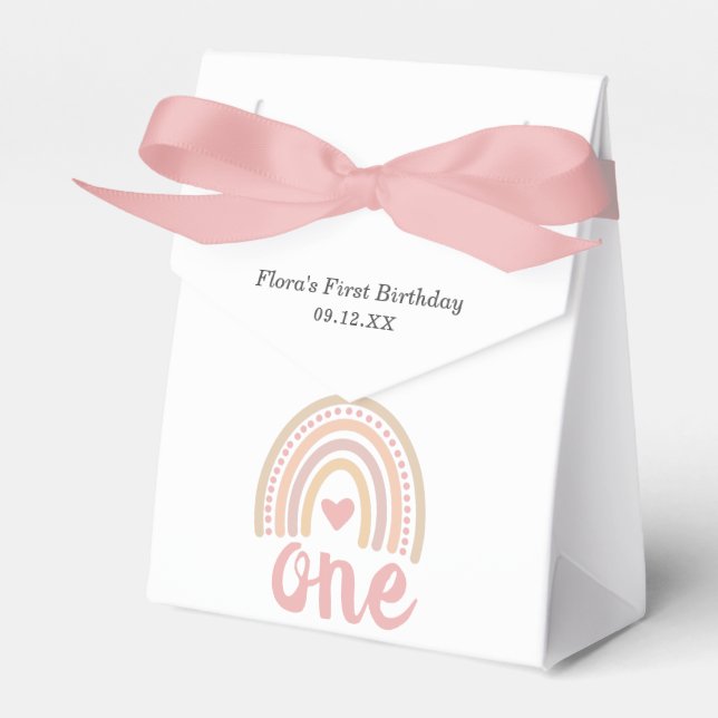 Rosa Herz Niedlich Girl Boho Rainbow Erster Geburt Geschenkschachtel (Vorderseite)