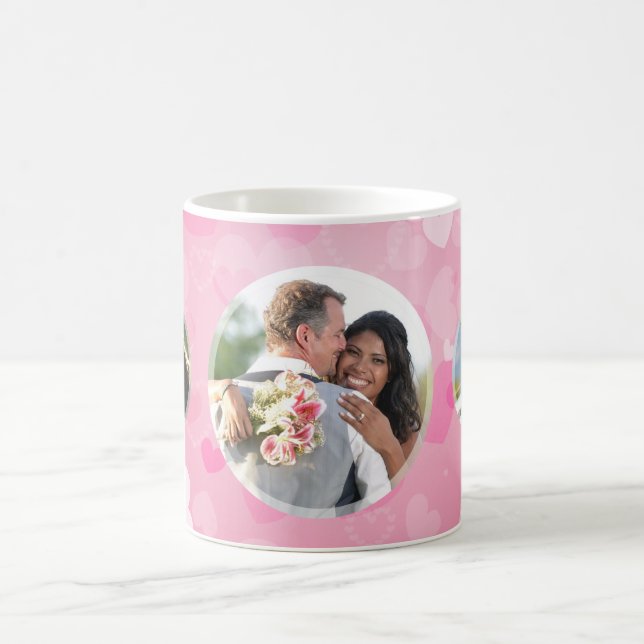 Rosa Herz-Paare fügen Ihre eigene Foto-Tasse für Kaffeetasse (Mittel)