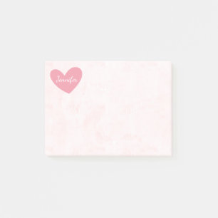 Rosa Herz Personalisiert Abgenutzt Wasserfarbe Post-it Klebezettel