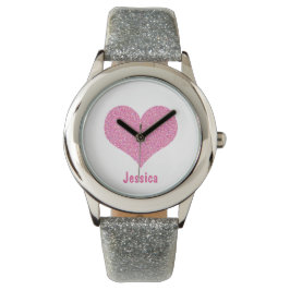 Rosa Herz - Personalisierte Mädchennamenüberwachun Armbanduhr