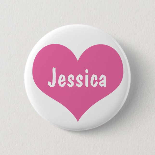 Rosa Herz - personalisierter Girly Namensknopf Button (Vorderseite)