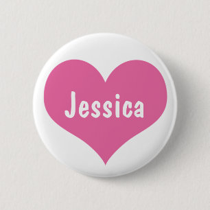 Rosa Herz - personalisierter Girly Namensknopf Button