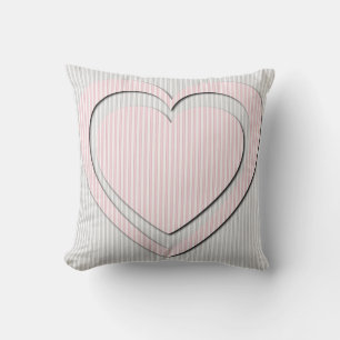 Rosa Herz Retro Muster Streifen Kissen