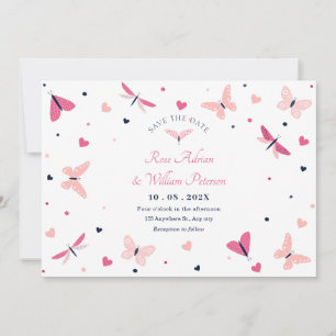 Rosa Herz Schmetterling Hochzeit Save The Date