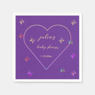 Rosa Herz Schmetterling Mädchen Baby Shower  Serviette