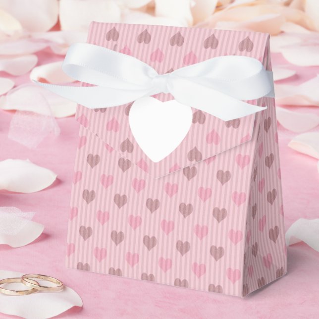 Rosa Herz Streifen Valentinisches Muster Geschenkschachtel (Hochzeit)