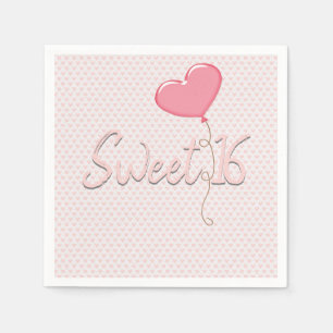 Rosa Herz Sweet 16 Ballon Serviette