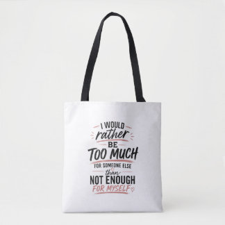 Rosa Herz Tote Bag Selbstliebe zu viel Tasche