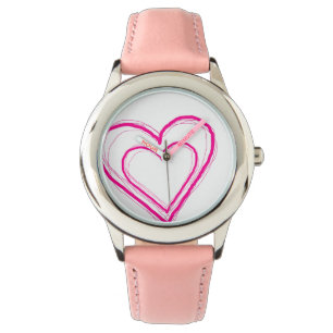 Rosa Herz-Uhr Armbanduhr