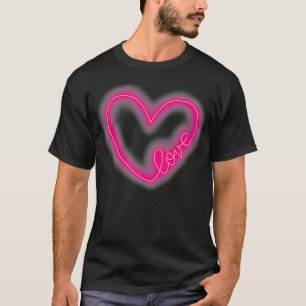 Rosa Herz Umriss Liebe Design  T-Shirt