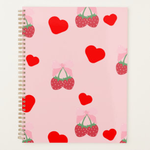 rosa Herz und Beeren Planer