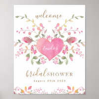 Rosa Herz und Blume Brautparty Willkommen
