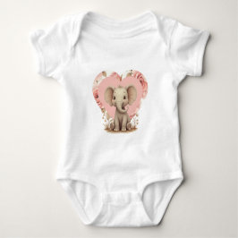 Rosa Herz und Elefant Baby Strampler