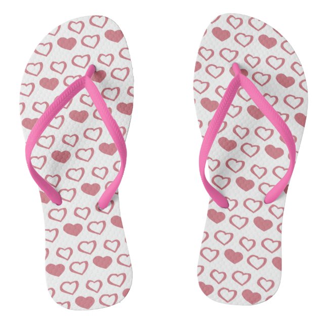 Rosa Herz Valentine Liebe Muster Flip Flops (Fußbett)