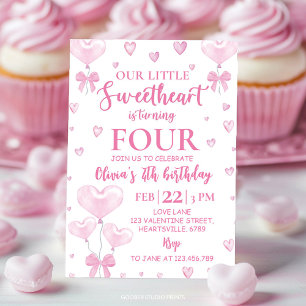 Rosa Herz Valentine's Girl Birthday Einladung