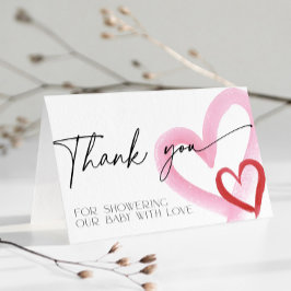 Rosa Herz Valentins Baby Shower Danke